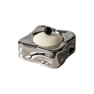 Imagem de Cinzeiro de cerâmica moderno com tampas, acessórios para cigarros, cinzeiros portáteis para uso ao ar livre, cinzeiros para casa, pátio, interior, exterior, escritório, decoração, decoração de casa