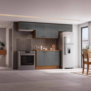 Imagem de Armário de Cozinha Completa 280cm Canela/Cinza Sagrado Pixel Kappesberg