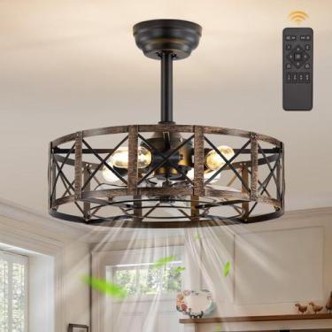 Imagem de Ventilador de techo con jaula Fanbulous de 20" con luz y control remot