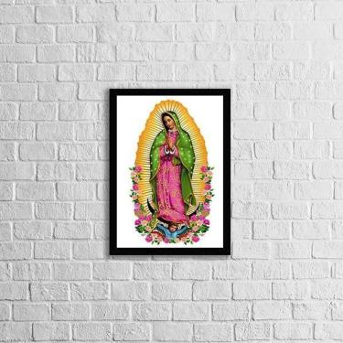 Imagem de Quadro Nossa Senhora De Guadalupe 45X34 Com Vidro Preta