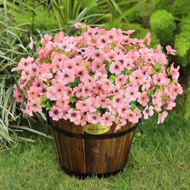 Imagem de Playieer Flores artificiais para ambientes externos com folhas de eucalipto, decoração de primavera, 16 pacotes de plantas de plástico falsas realistas resistentes a UV para ambientes internos e