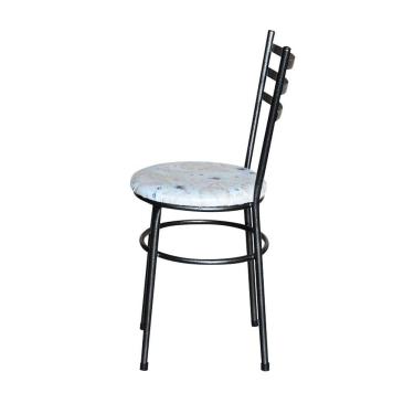 Imagem de Conjunto 4 Cadeiras Para Cozinha Epoxi Preta Craqueada Assento Floral Areia