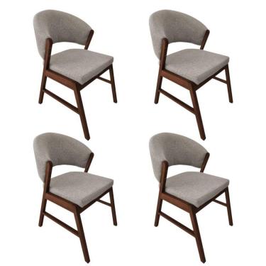 Imagem de Kit 4 Cadeiras De Jantar Madeira Maciça Débora Linho Premium Bege Linho