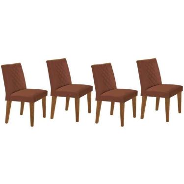 Imagem de Cadeira De Cozinha Jade Kit 4 Un Capuccino Suede Marrom Rufato