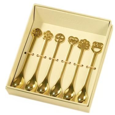 Imagem de Conjunto 6 Colheres Café Chá Banhado Ouro 24kl Kiss Bugatti