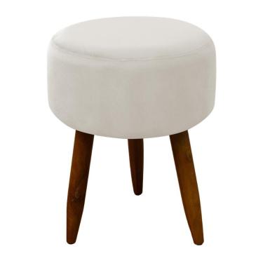 Imagem de Puff Banqueta Decorativo Pés Madeira Nude Areia