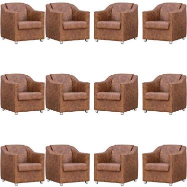 Imagem de Kit 12 Poltronas Mila Corino Cores Pé De Plástico Cromado - Peroba Corino