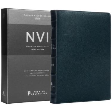 Imagem de Livro - Bíblia Sagrada NVI, Letra Grande, Couro legítimo azul, Leitura