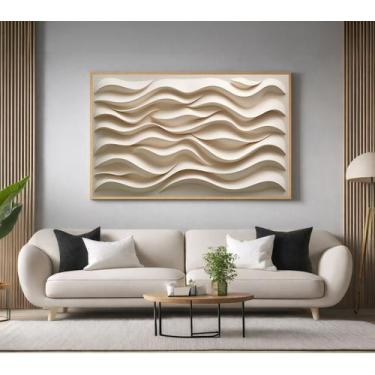 Imagem de Quadros Decorativos com Moldura Relevo Neutro 3D para Sala Quarto e Es