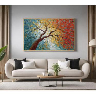 Imagem de Quadros Decorativos com Moldura Árvore Decorativo Colorido para Sala Q