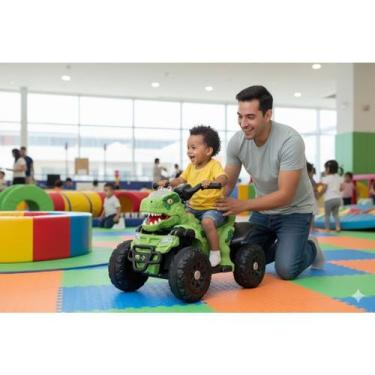 Imagem de Quadriciclo Elétrico Infantil Dinossauro Verde Bateria Recarregável Mo