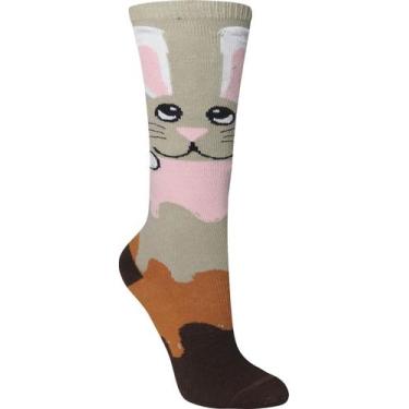 Imagem de Meia 3/4 Cano Alto Pascoa coelho Marrom divertida - Miimos, G, Marrom