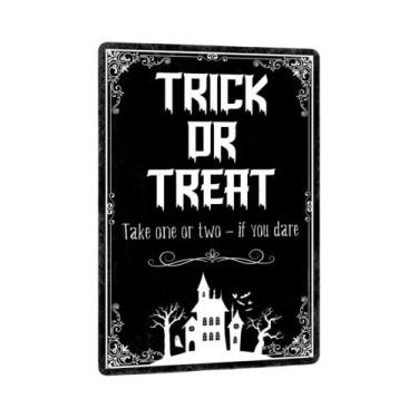 Imagem de Placa Vintage De Metal Para Cafeteria Com Tema De Café Da Bruxa Assust