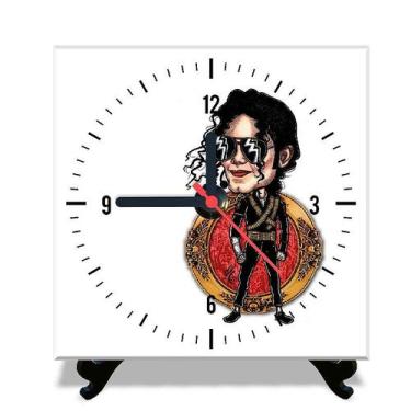 Imagem de Relógio Azulejo Michael Jackson Caricatura 15x15cm mecânico - Artgeek
