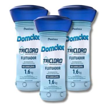 Imagem de Kit 3x Flutuador Com Pastilha Tri-cloro Para Piscina 1,6kg Domclor