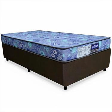 Imagem de Cama Box Marrom + Colchão D20 GAZIN SONOLAR SUPREME 88x188x51cm 100% ESPUMA INMETRO