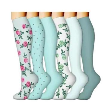 Imagem de Meias De Compressão Florais Com Estampa De Animais E Frutas, 6 Pares P