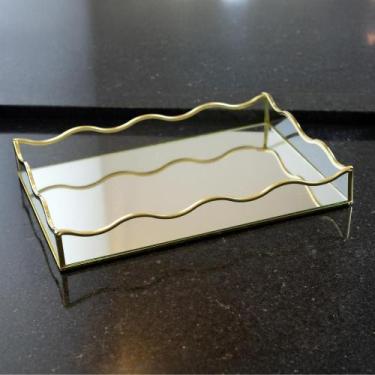 Imagem de Bandeja com Espelho Lyor Ocean 20cm x 30cm x 4cm Dourada