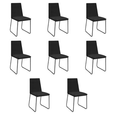 Imagem de Kit 8 Cadeiras De Jantar Cozinha Industrial Lexa Veludo Élpis Móveis Preto Preta