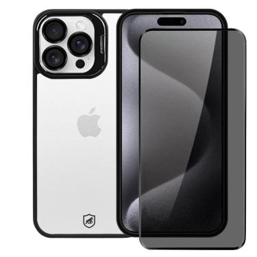 Imagem de Kit Capa Gravity Preta E Pelicula Defender Pro Privacidade Para Iphone 15 Pro - Gshield