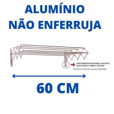 Imagem de Varal sanfonado parede 60 cm aluminio - alusini - BITENFER VARAIS