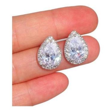 Imagem de Brinco Noiva Pedra Zirconia Gota 15 Anos casamento formatura festa peq