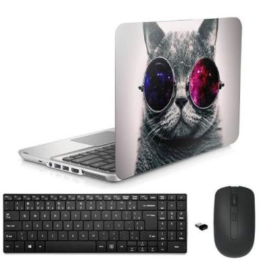 Imagem de Adesivo Notebook 17" Gato/Tecl/Mouse Preto - BD Net Collections