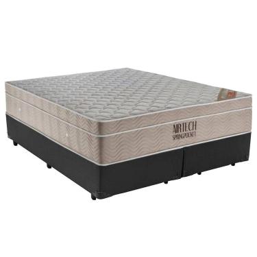 Imagem de Cama  Box Queen  Bipartido Sintético  + Colchão Ortobom Airtech Molas Ensacadas 65x158x...