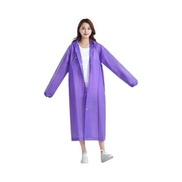 Imagem de Capa De Chuva Unissex Impermeável Longa Com Capuz, Poncho Reforçado Pa