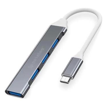 Imagem de PEINING Hub USB Tipo C Turbo 5gbps 4 Portas / USB 3.0 e 2.0 / Super Rá