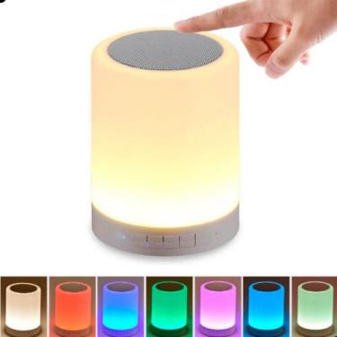 Imagem de Caixa De Som Luminária Abajur Led Rgb Portátil Usb Bluetooth Touch LED
