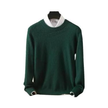 Imagem de Suéter Masculino De Tamanho Grande 100% Cashmere De Vison Puro, Gola R
