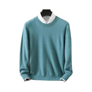 Imagem de Suéter Masculino De Tamanho Grande 100% Cashmere De Vison Puro, Gola R