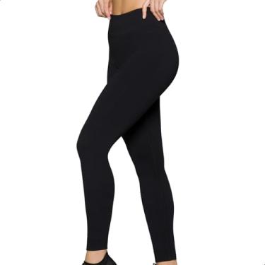 Imagem de Selene Calça Legging Academia Fitness Cintura Alta Feminina Microfibra Poliamida Sem Costura Zero Transparências, Preto, P