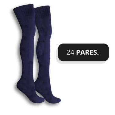 Imagem de Kit 24 Pares Meião Futebol Kx 39/43 Poliamida Acima Joelho - Kanxa, Az