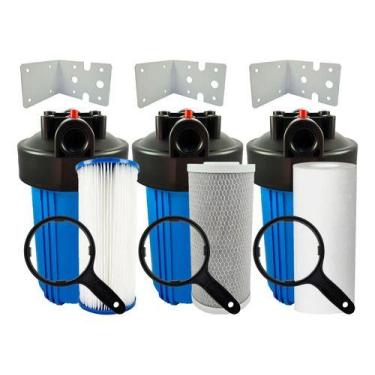Imagem de Filtro Água Poço Caipira Nascente Cisterna 3000 L/h 3 Refis Azul - Roy