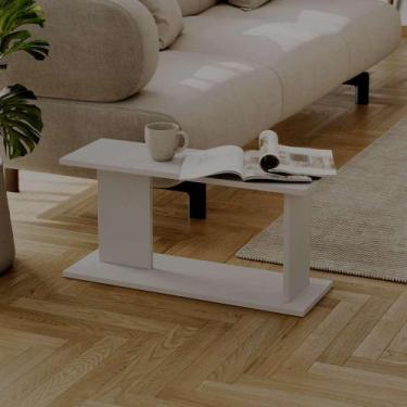 Imagem de Mesa de Apoio Livn Branca 30x25x65cm para Sala e Quarto - Mercado das 