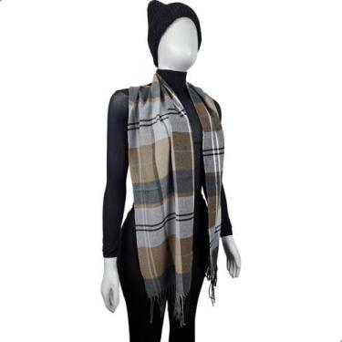 Imagem de Cachecol Echarpe Manta Xale Lenço Inverno 170cm Xadrez Unissex - Daruj