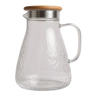 Imagem de Jarra Peônia 1,8L Vidro Borossilicato com Tampa Bambu e Aço Inox para Bebidas Transparente Flux