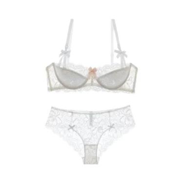 Imagem de Conjunto De Sutiã Slim De Renda Francesa Para Meninas, Confortável E R