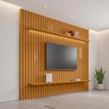 Imagem de Painel Ripado para TV até 75 Polegadas 100% MDF 230CMX220CM 2 Pratelei