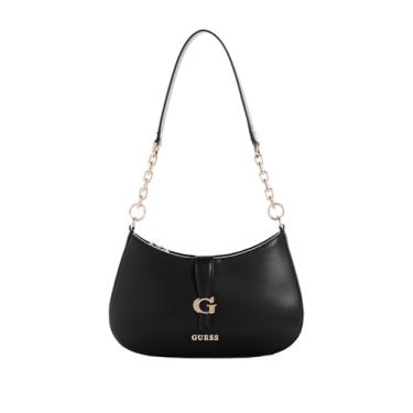 Imagem de GUESS Bolsa de ombro com zíper superior Carrie, preta