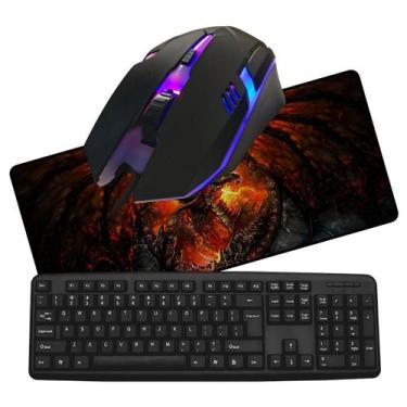 Imagem de Kit Gamer barato 3x1 Teclado mais Mouse 2400 DPI e Mouse Pad Grande 70