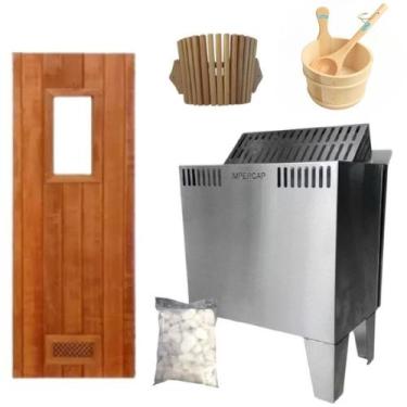 Imagem de Kit Completo Sauna Seca Elétrica 12Kw Impercap - até 30m³ - 220v Trifá
