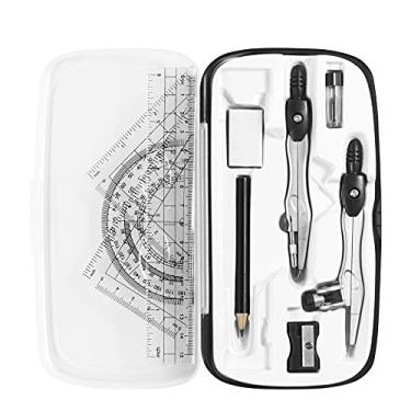 Imagem de Vobou Conjunto de kit de geometria matemática, 10 peças de material estudantil com caixa de armazenamento inquebrável, inclui réguas, transferidor, bússola, borracha, apontador de lápis, refil de