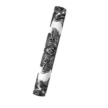 Imagem de QIHANG Papel de parede damasco 3D PVC estilo europeu moderno para sala de estar TV/bar preto e branco 3,73 cm L x 82,8 cm C