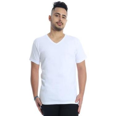 Imagem de Camiseta Masculina Decote V Algodão Slim Fit Branca - Anistia