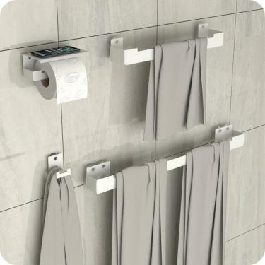 Imagem de Kit Acessórios Para Banheiro Com Ventosa 4 Peças Branco ELG