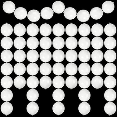 Imagem de 80 balões brancos de agulhas para cauda, 30,5 cm, balões de látex que ligam a agulha, balões de cauda para festas de aniversário, casamento, formatura, arco, decoração de festa