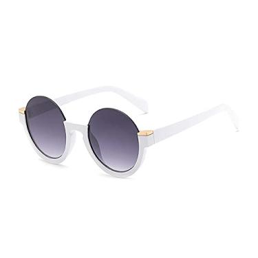 Imagem de Óculos de sol femininos redondos sem aro fashion com gradiente retrô lentes transparentes armação sombras uv400,10, china